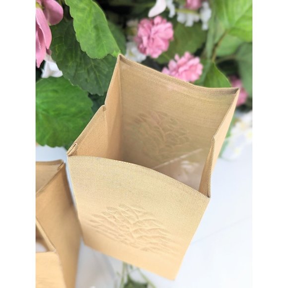 Gold Wire Mesh Tea Light Candle Holder Vintage Dept 56 Fine Mesh Paper Bag Style - Picture 8 of 9